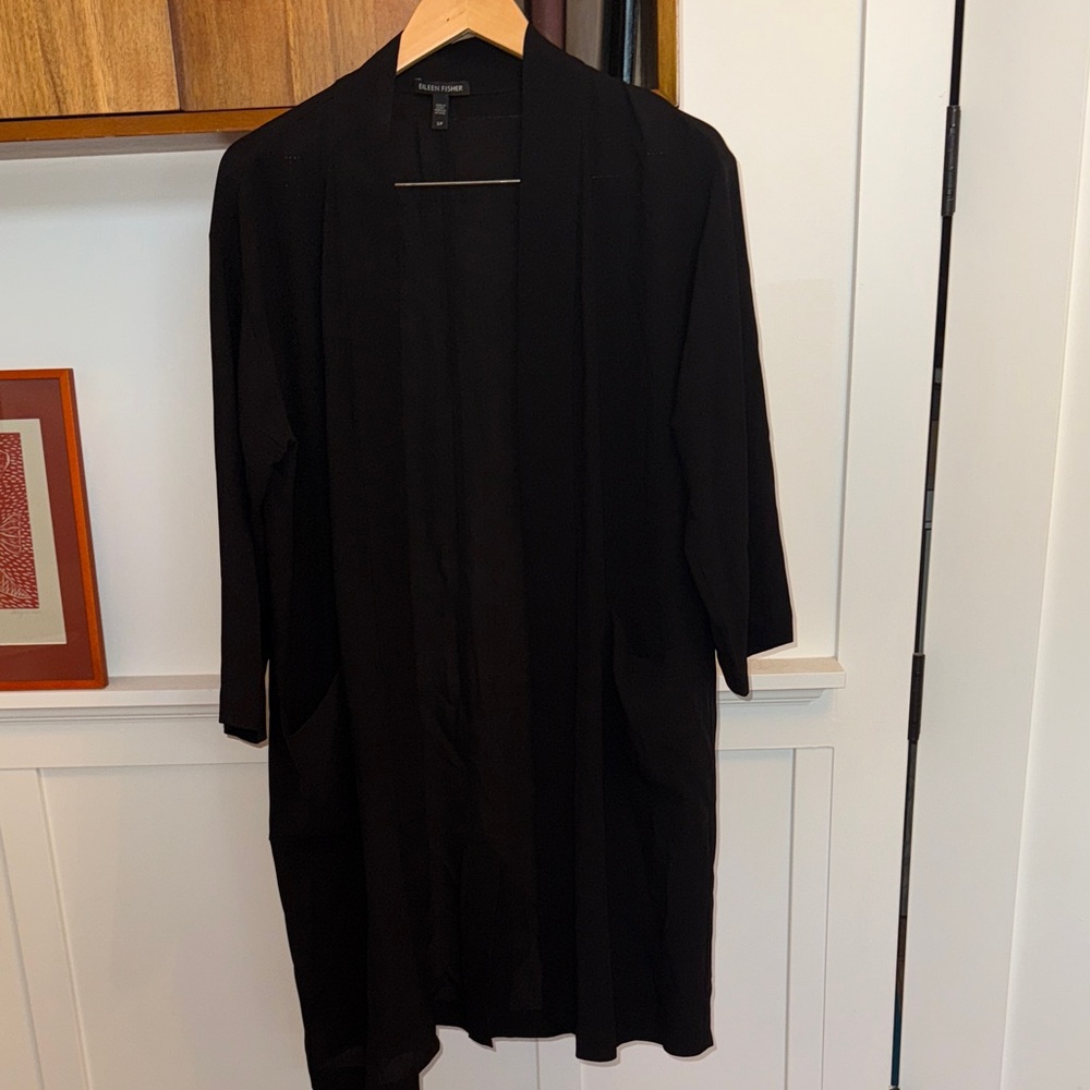 Eileen Fisher Black Silk Duster-small